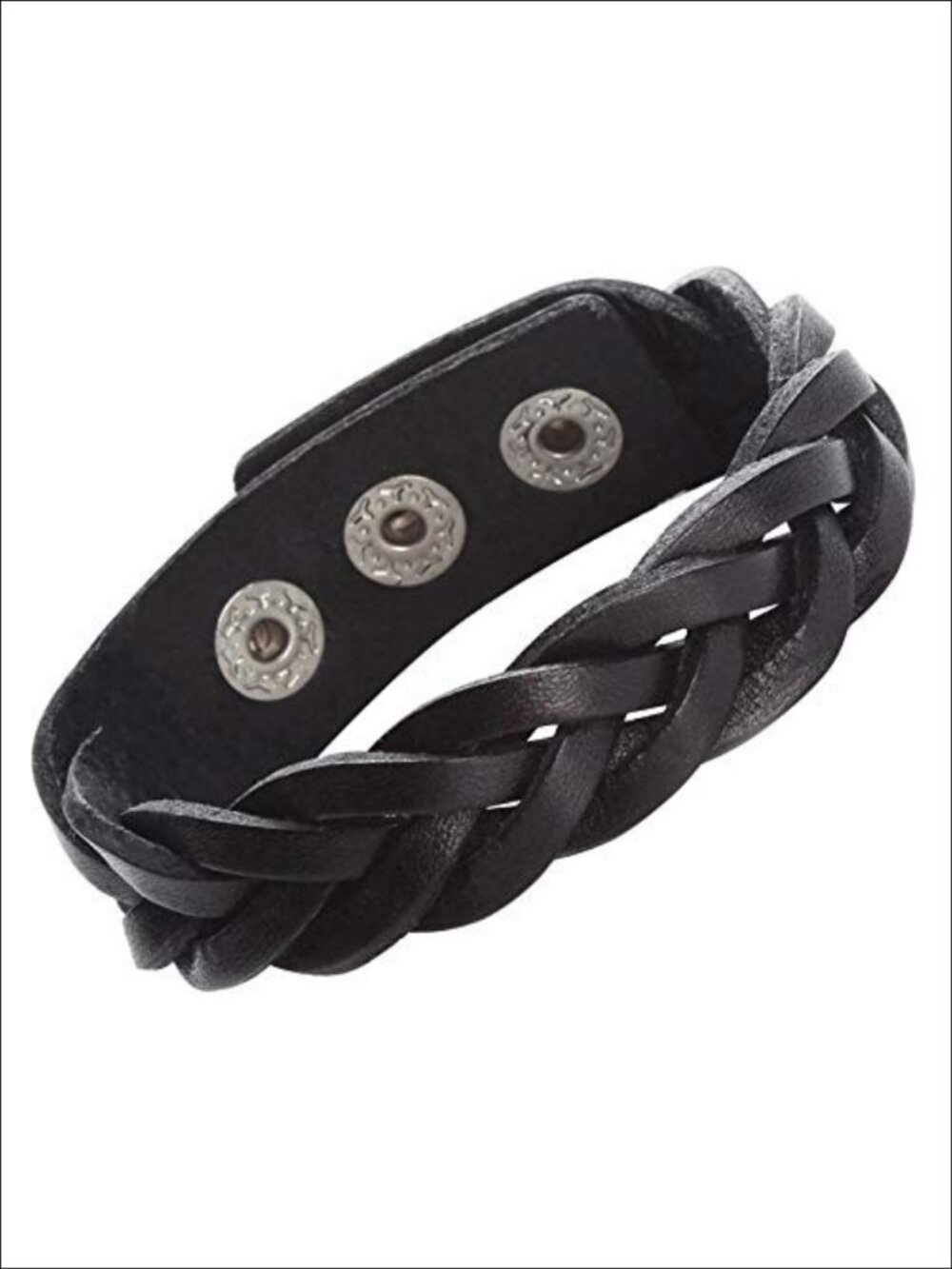 Genuine Leather Braided Wristband Cuff Bracelet Adjustable